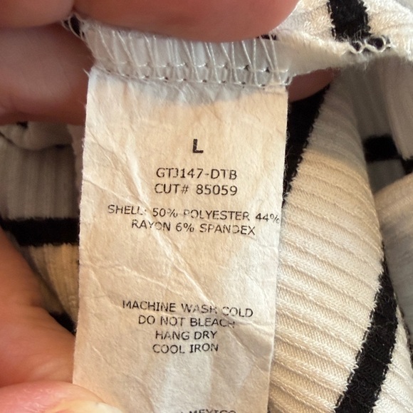 Green Envelope Striped Black and White Women's Top - Picture 4 of 4